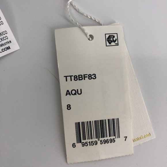 Size 8 RUNS SMALL Trina Turk Ruffle Swim Top Aqua - Picture 4 of 6